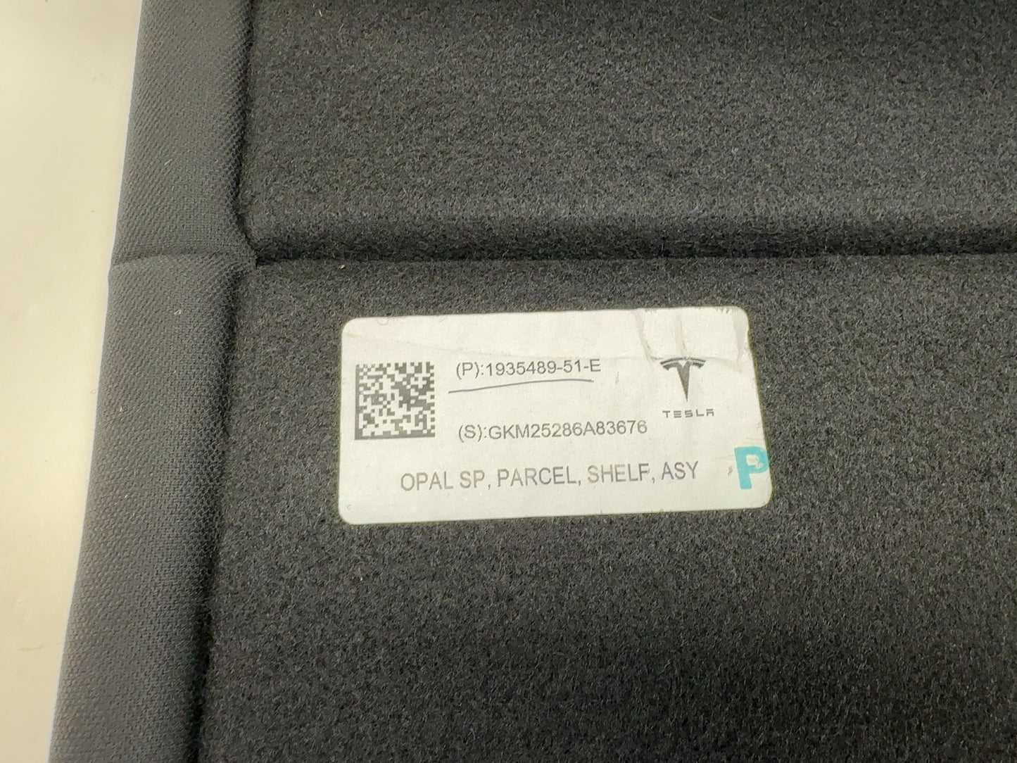 2026 Tesla Model Y Juniper Parcel Shelf 1935489-51-E