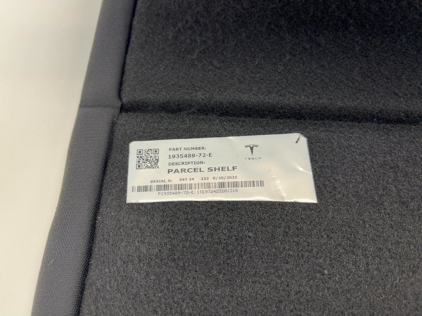 2026 Tesla Model Y Juniper Parcel Shelf U 1935489-72-E