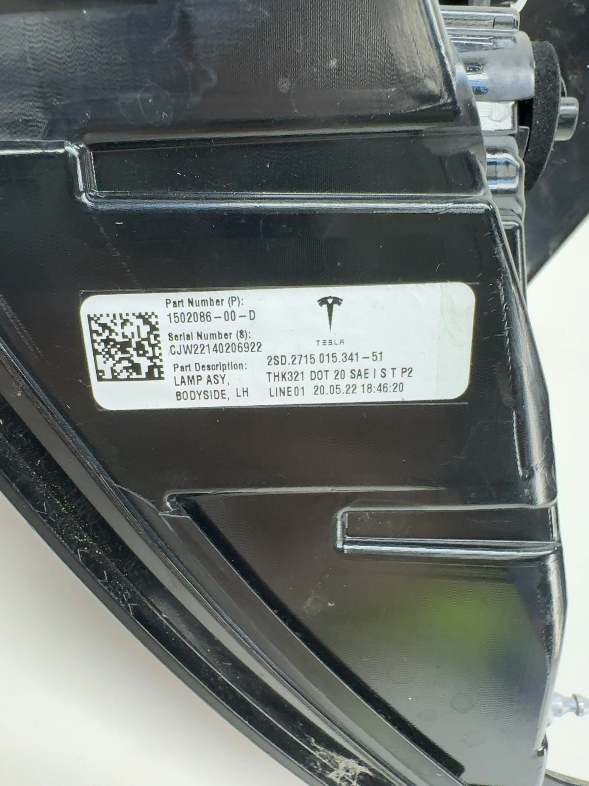 2021-2025 Tesla Model Y Left Tail Lamp Quarter Mounted Global 1502086-00-D