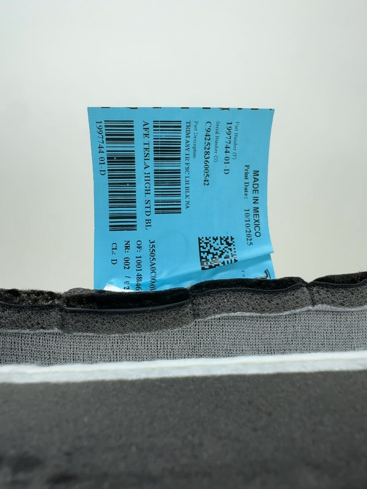 2025-2026 Tesla Model 3 Highland Front Left Lower Seat Cushion 1997744-01-D