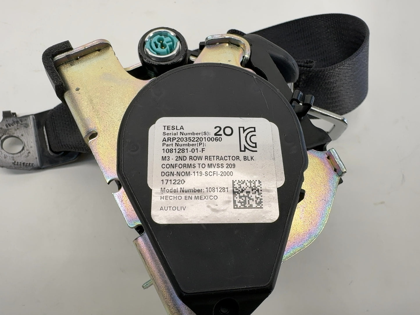 2021 Tesla Model 3 Rear Seat Belt Left or Right 1081281-01-F