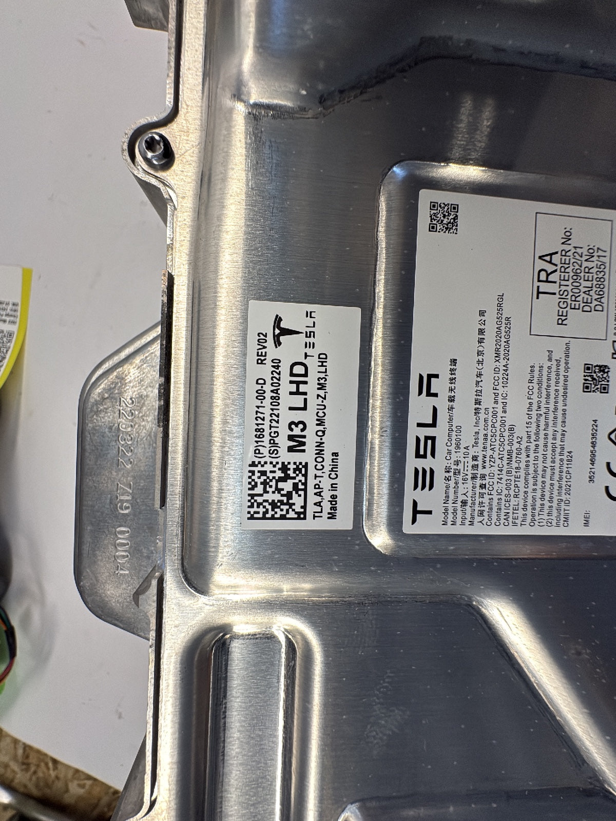 2022 Tesla Model 3 Car Computer With Security Module 1681271-00-D