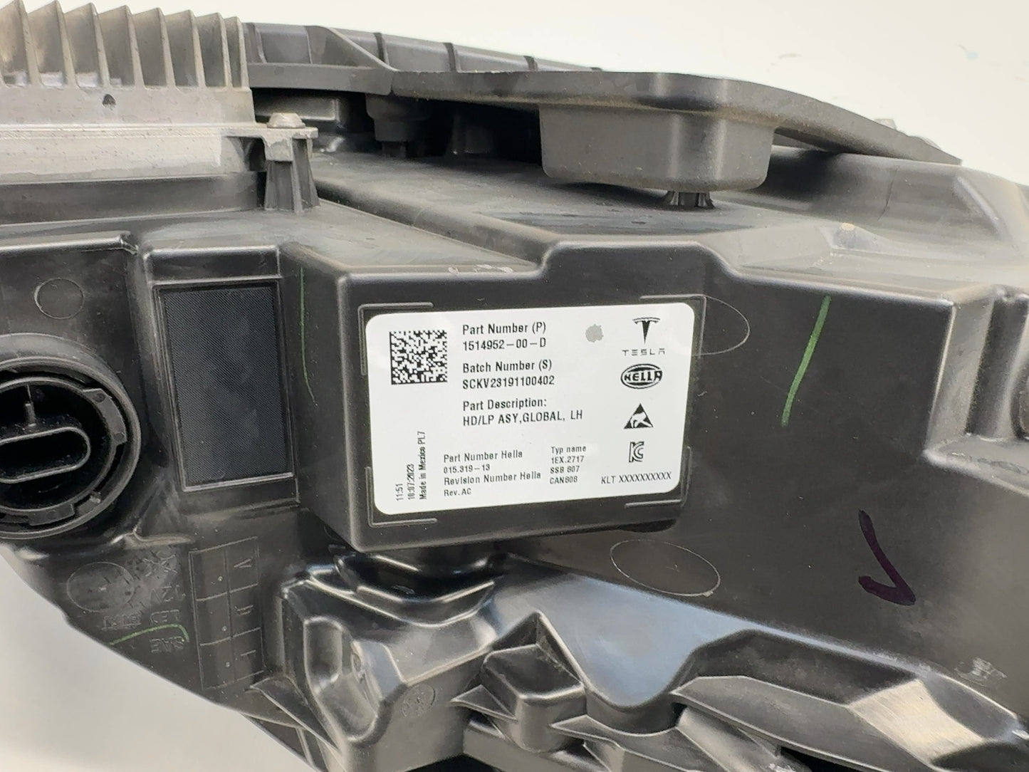 2023 Tesla Model 3 Global Headlamp Left 1514952-00-D