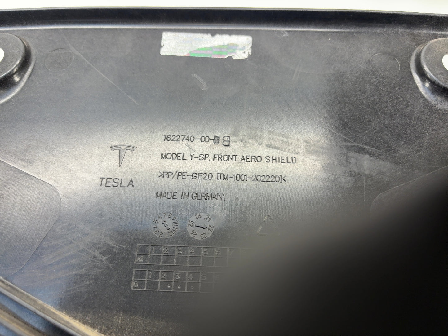 2023 Tesla Model Y S P Front Aero Shield 1622740-00-B
