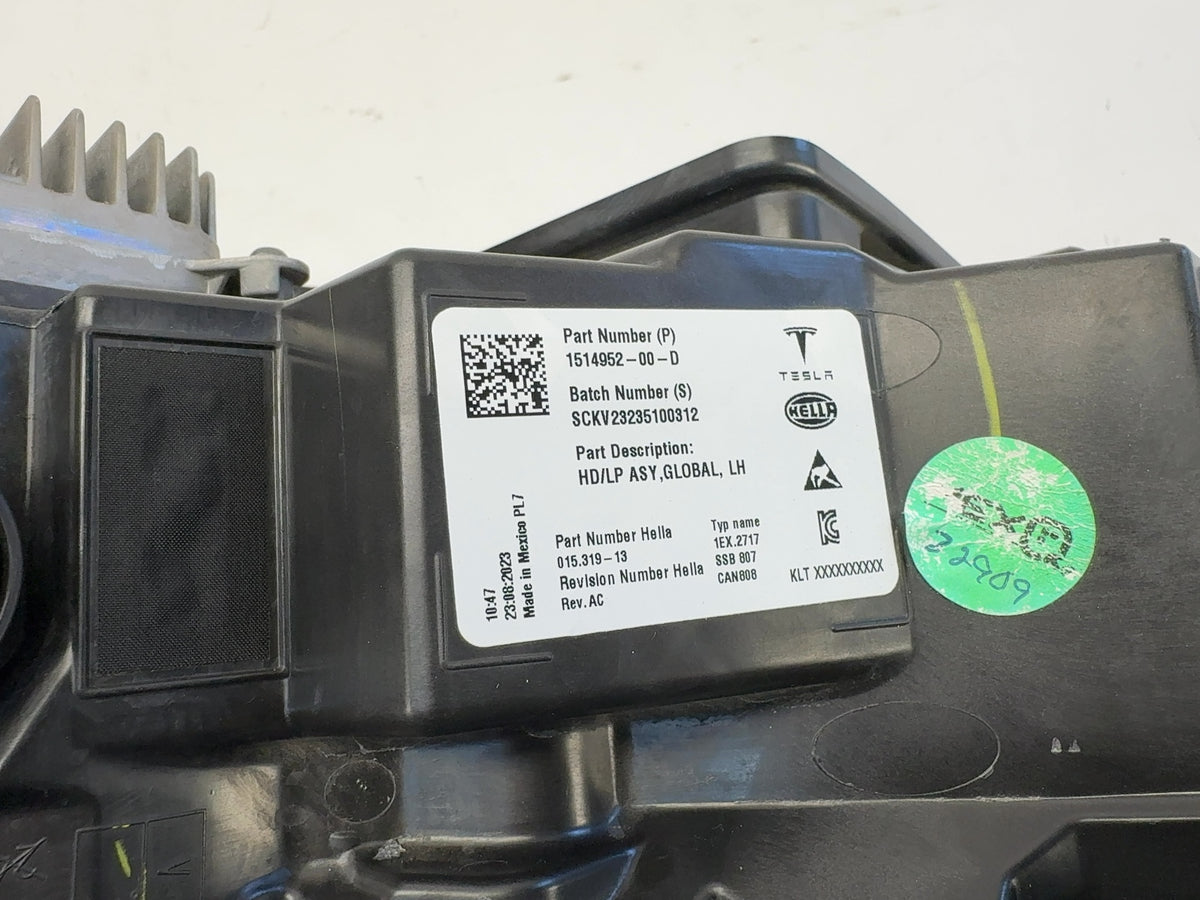 2023 Tesla Model 3 Global Headlamp Left 1514952-00-D