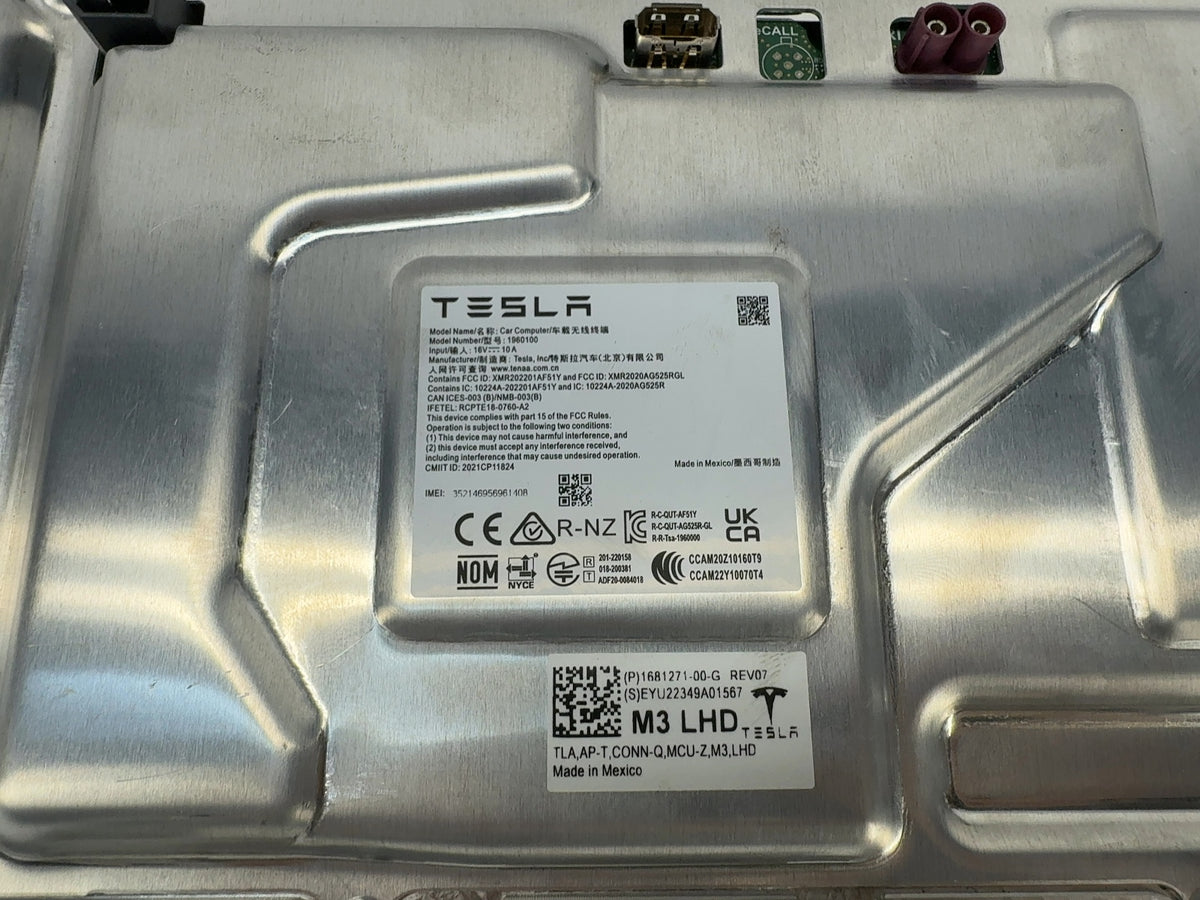 2022-2023 Tesla Model 3 Car Computer 1681271-00-G