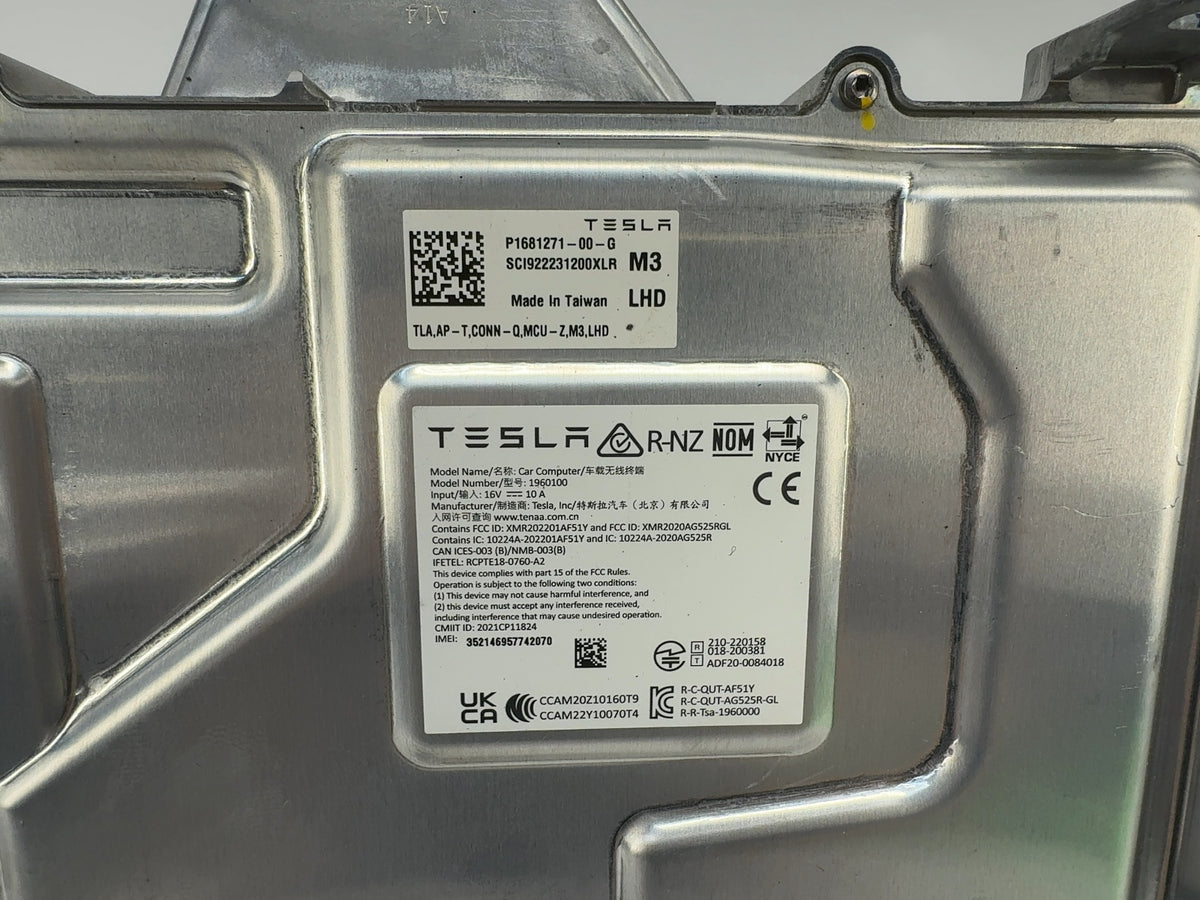 2022-2023 Tesla Model 3 Car Computer With Security Module 1681271-00-G