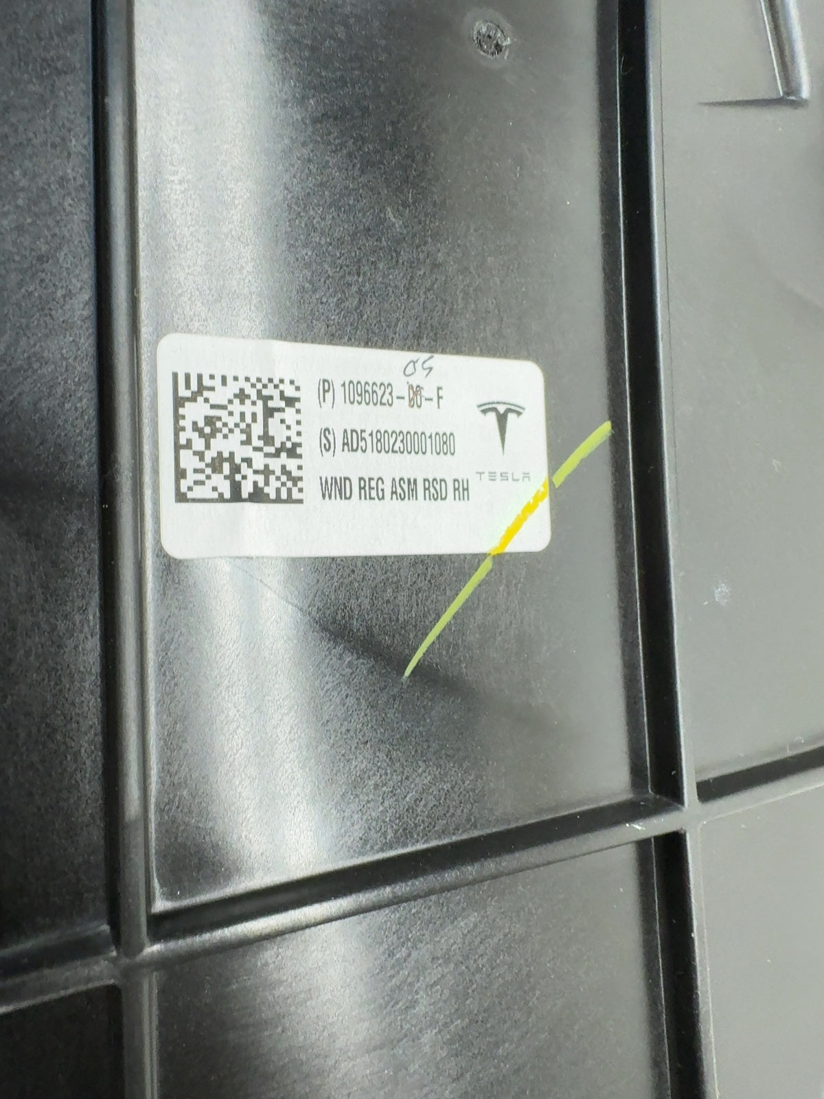 2018 Tesla Model 3 Rear Right Window Regulator 1096623-00-F