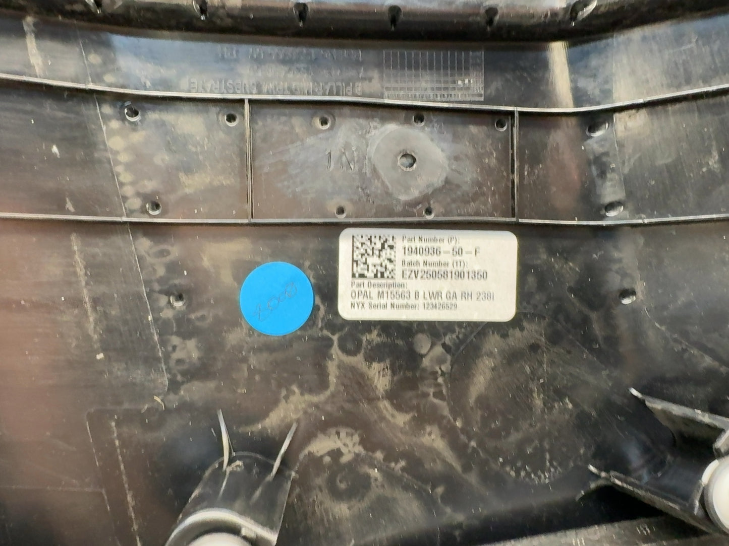 2026 Tesla Model Y Juniper B Pillar Lower Trim Right 1940936-50-F