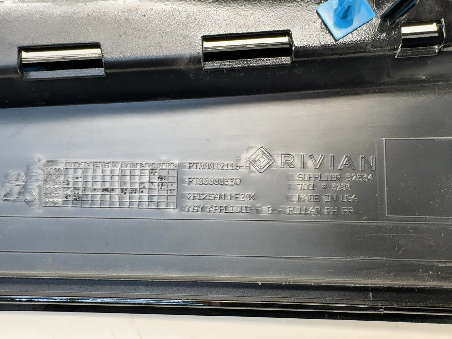 2024 Rivian R1T Rear Right B Pillar Door Trim PT00012116-H