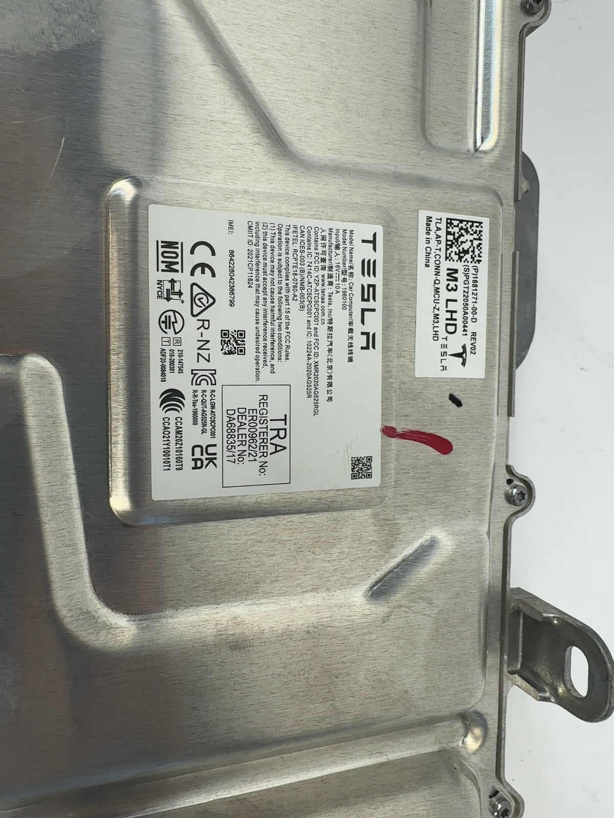 2022 Tesla Model 3 Car Computer With Security Module 1681271-00-D