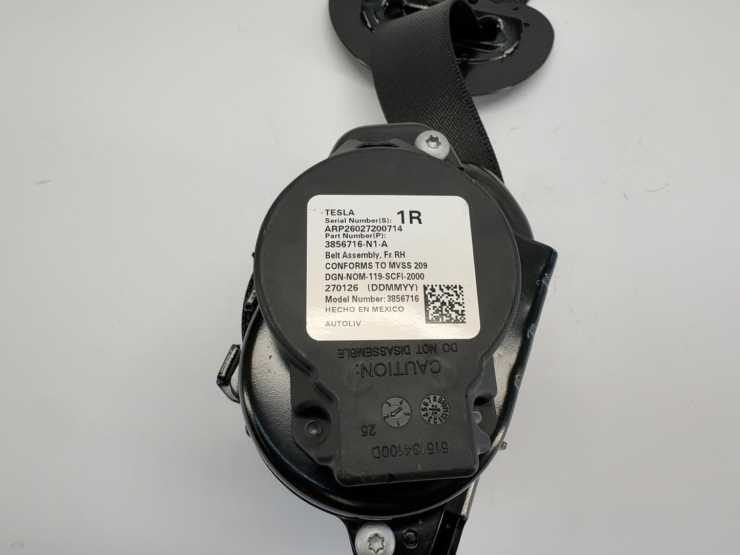 2026 Tesla Model Y Juniper Front Right Seat Belt With Pretensioner 3856716-N1-A