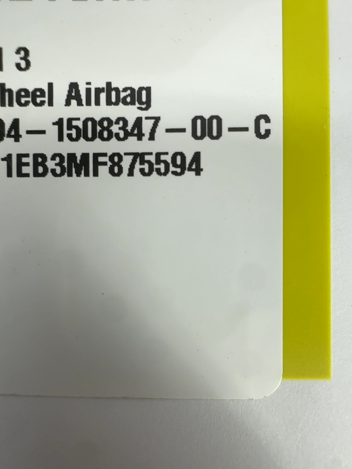 2020-2023 Tesla Model 3 Steering Wheel Airbag 1508347-00-C
