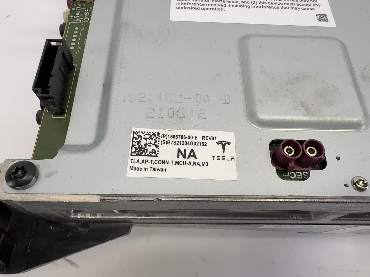 2021-2022 Tesla Model 3 Car Computer With Security Module 1566786-00-E