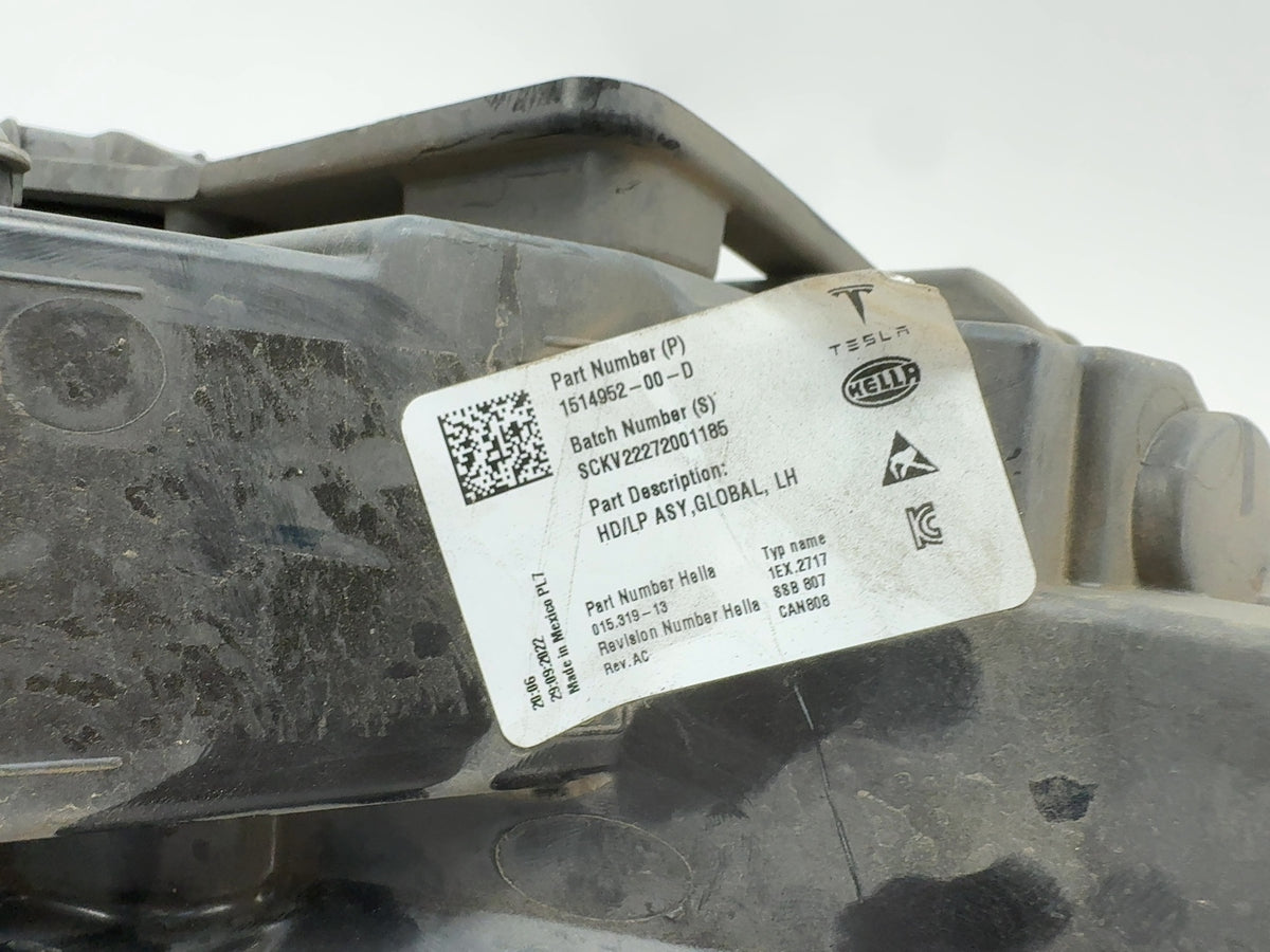 2023 Tesla Model 3 Global Headlamp Left 1514952-00-D