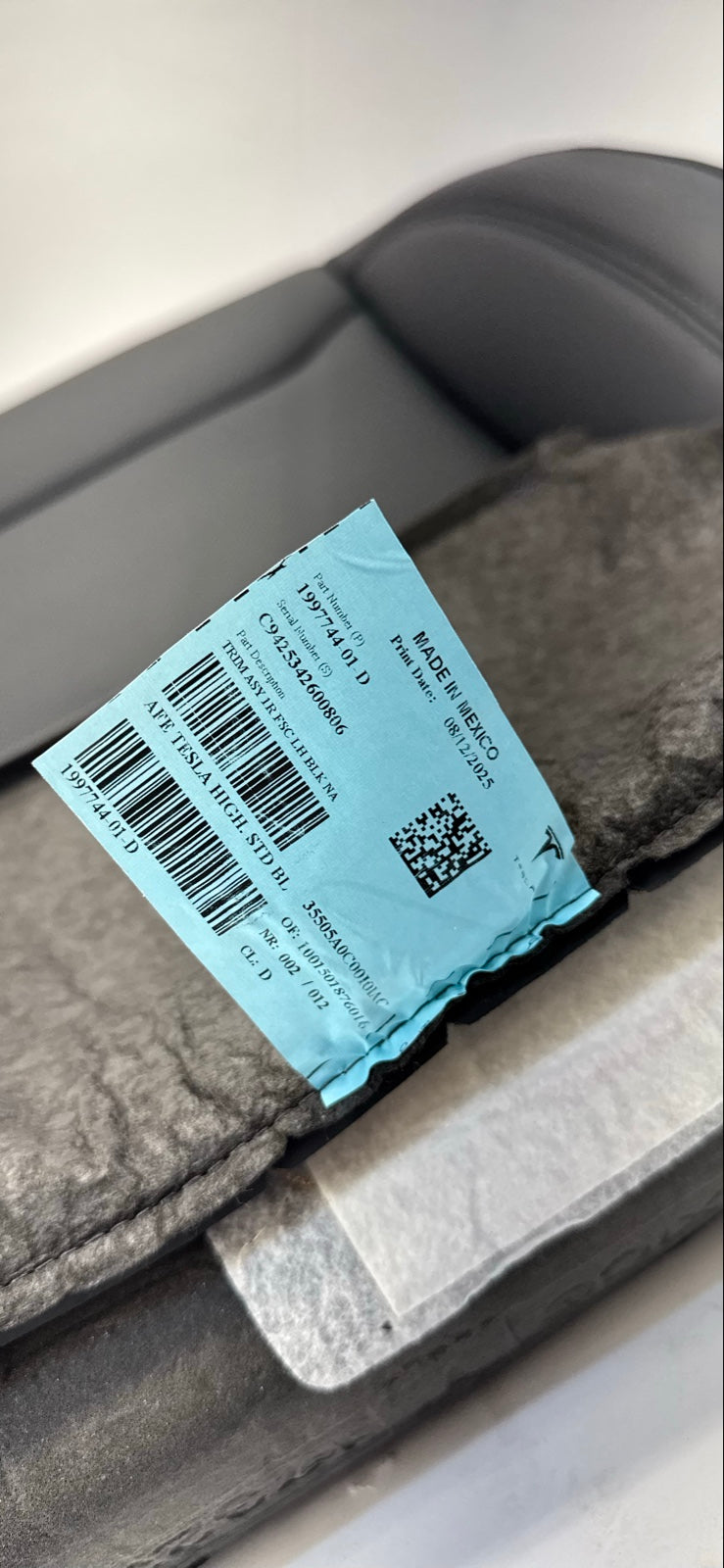2025-2026 Tesla Model 3 Highland Front Left Driver Seat Lower Cushion 1997744-01-D