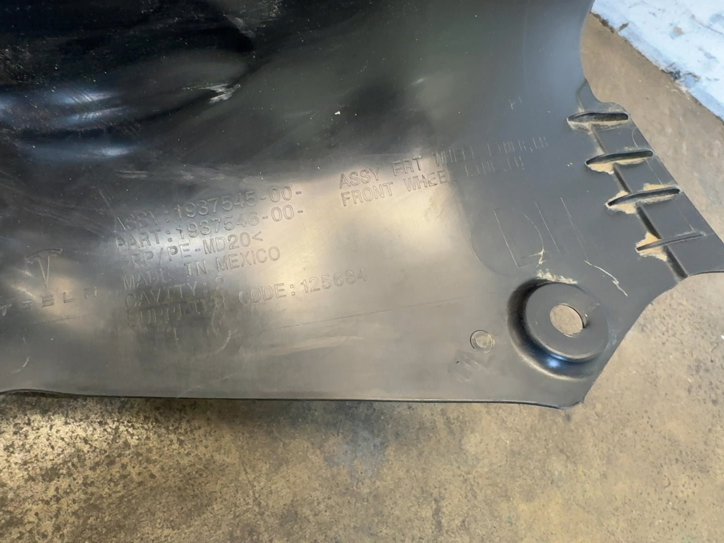 2026 Tesla Model Y Juniper Front Left Wheel Liner Note 1937545-00-A