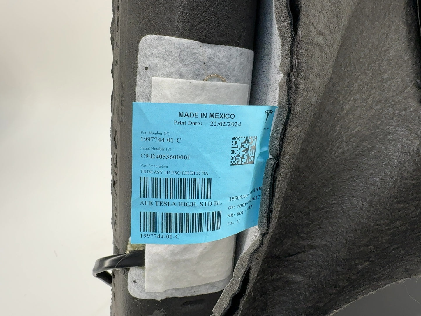 2024-2025 Tesla Model 3 Highland Front Left Driver Seat Lower Cushion Black 1997744-01-C