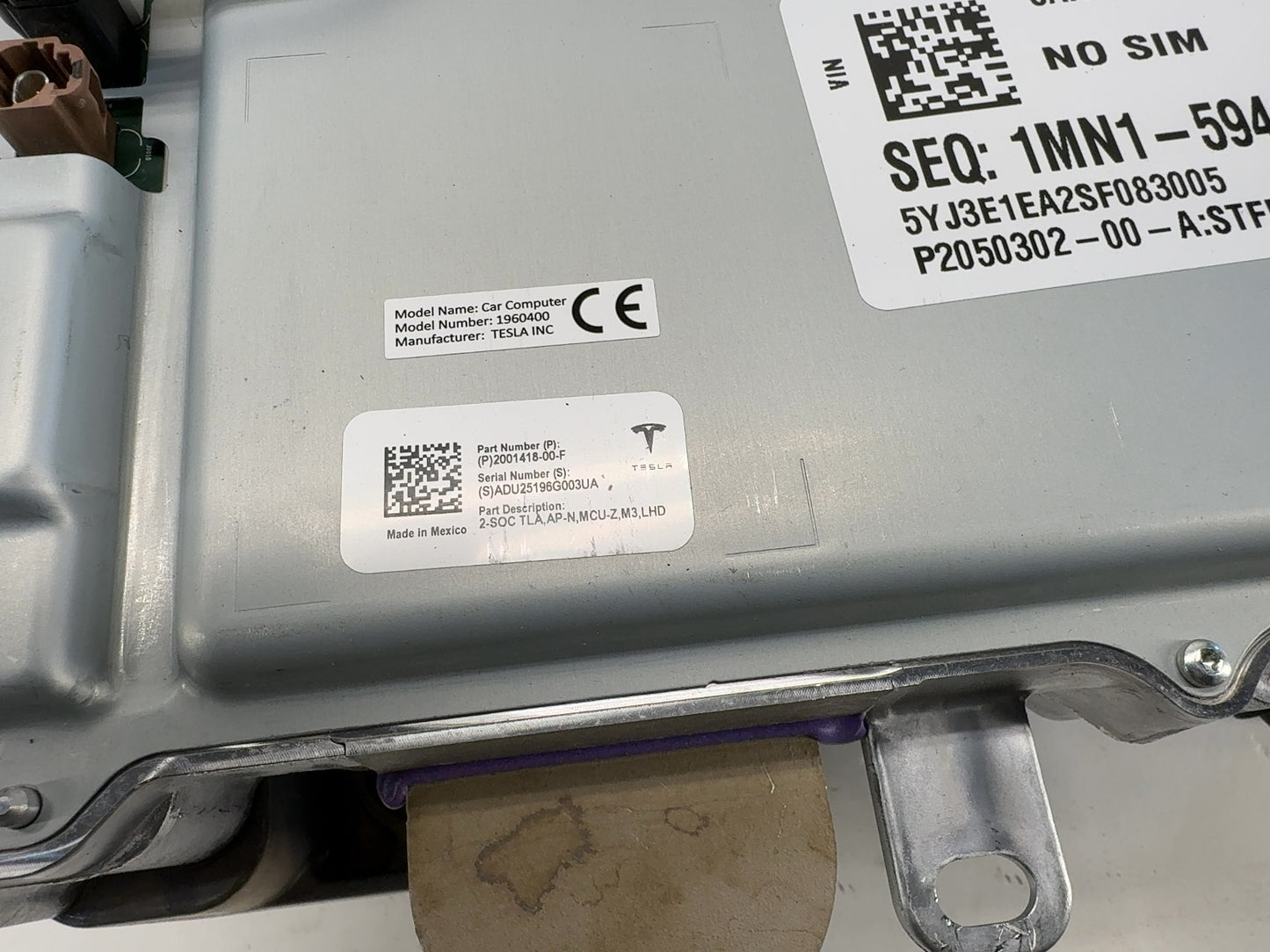 2025-2026 Tesla Model 3 Highland Car Computer With Vc Left Controller 2001418-00-F