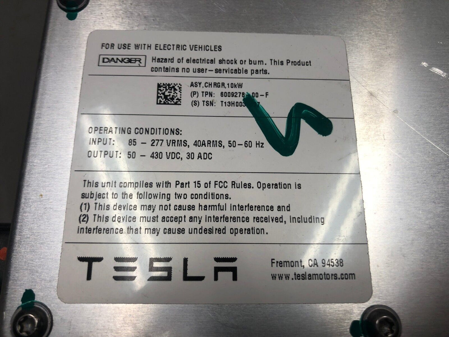 Tesla Model S On Board Charger Charging Unit Generation 1